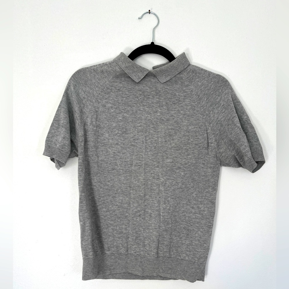 COS Short-Sleeved Collared Grey Sweater